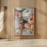 Fall Bouquet on White Panel II by Danhui Nai. shown as over sized large wall art. Available as an archival giclee rolled canvas, fine art paper, or poster print. SKU 99168h.