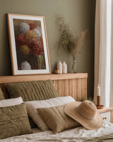 Fall Hydrangea Crop by Danhui Nai. shown as a paper print in a natural frame. Available as a archival giclee rolled canvas, fine art paper, or poster print. SKU 94601h.