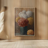 Fall Hydrangea II by Danhui Nai. shown as over sized large wall art. Available as an archival giclee rolled canvas, fine art paper, or poster print. SKU 98690h.