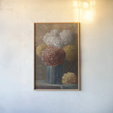 Fall Hydrangea II by Danhui Nai. shown as a paper print in a natural frame. Available as a archival giclee rolled canvas, fine art paper, or poster print. SKU 98690h.