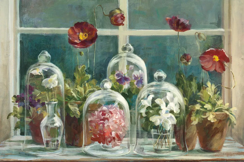 Fall Poppies Windowsill Crop by Danhui Nai. SKU 44136i. Archival Giclee Fine art print for wall decor.