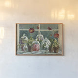 Fall Poppies Windowsill Crop by Danhui Nai. shown as a paper print in a natural frame. Available as a archival giclee rolled canvas, fine art paper, or poster print. SKU 44136i.