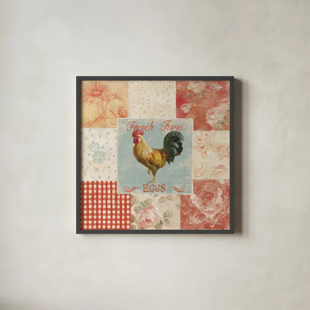 Farm Nostalgia II by Danhui Nai. Shown in a sleek black glass frame for a contemporary gallery look. Available as an archival giclee rolled canvas, fine art paper, or poster print. SKU 22782a.