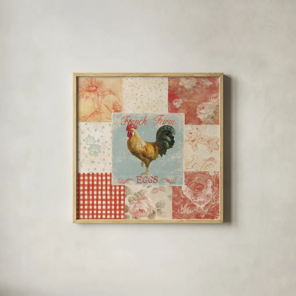 Farm Nostalgia II by Danhui Nai. Shown in a natural wood glass frame for a timeless modern aesthetic. Available as an archival giclee rolled canvas, fine art paper, or poster print. SKU 22782a.