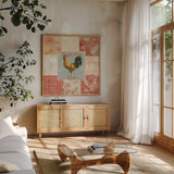 Farm Nostalgia II by Danhui Nai. Shown in a natural wood frame in a cozy modern living room. Available as an archival giclee rolled canvas, fine art paper, or poster print. SKU 22782a.