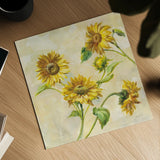 Farm Nostalgia Sunflowers by Danhui Nai. Shown as a detailed flat fine art print, highlighting archival giclee quality. Available as an archival giclee rolled canvas, fine art paper, or poster print. SKU 22851a.