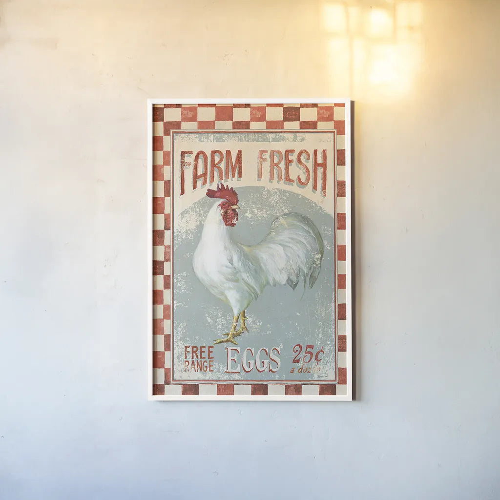 Farm Nostalgia VII v2 by Danhui Nai. shown as a paper print in a white frame. Available as a archival giclee rolled canvas, fine art paper, or poster print. SKU 34095h.