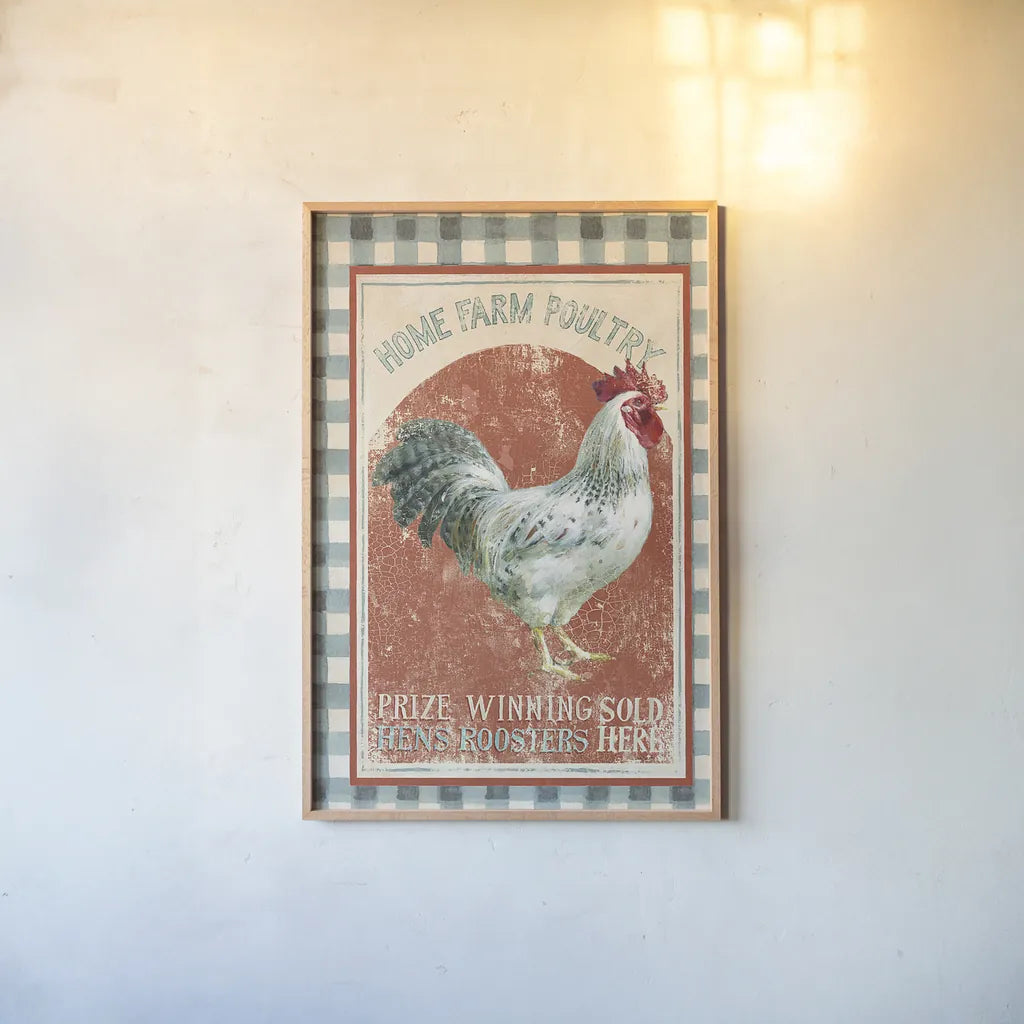 Farm Nostalgia VIII v2 by Danhui Nai. shown as a paper print in a natural frame. Available as a archival giclee rolled canvas, fine art paper, or poster print. SKU 34096h.