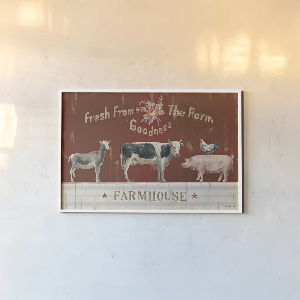 Farm Patchwork II by Danhui Nai. shown as a paper print in a white frame. Available as a archival giclee rolled canvas, fine art paper, or poster print. SKU 42198i.