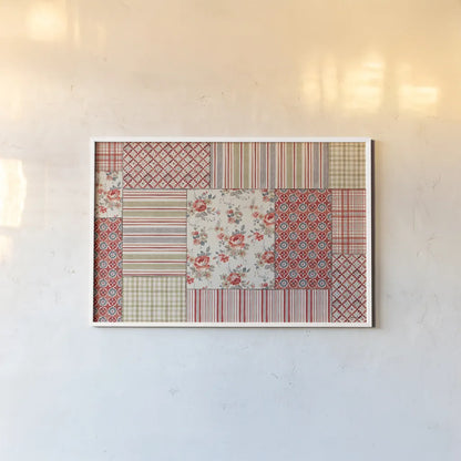 Farm Patchwork III by Danhui Nai. shown as a paper print in a white frame. Available as a archival giclee rolled canvas, fine art paper, or poster print. SKU 42199i.