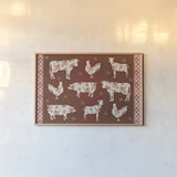 Farm Patchwork IV by Danhui Nai. shown as a paper print in a natural frame. Available as a archival giclee rolled canvas, fine art paper, or poster print. SKU 42200i.