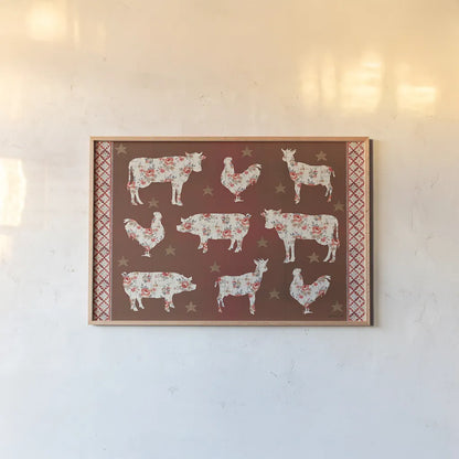 Farm Patchwork IV by Danhui Nai. shown as a paper print in a natural frame. Available as a archival giclee rolled canvas, fine art paper, or poster print. SKU 42200i.