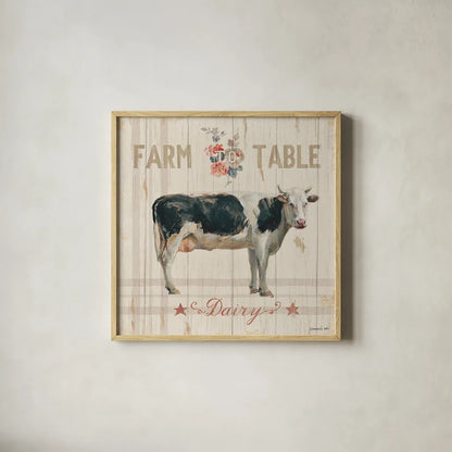 Farm Patchwork V by Danhui Nai. Shown in a natural wood glass frame for a timeless modern aesthetic. Available as an archival giclee rolled canvas, fine art paper, or poster print. SKU 42201a.
