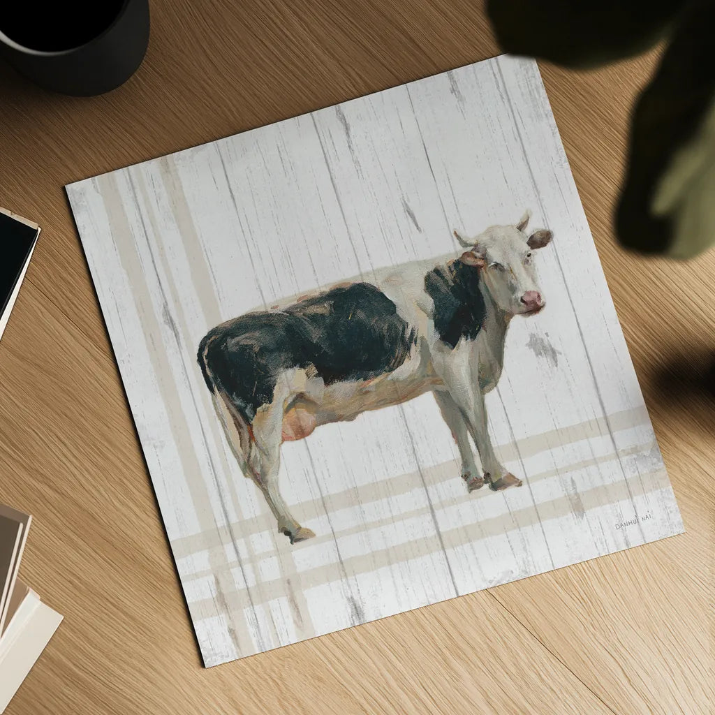 Farm Patchwork V White Wood by Danhui Nai. Shown as a detailed flat fine art print, highlighting archival giclee quality. Available as an archival giclee rolled canvas, fine art paper, or poster print. SKU 52887a.