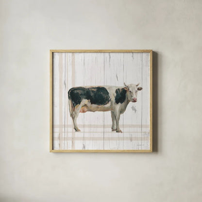Farm Patchwork V White Wood by Danhui Nai. Shown in a natural wood glass frame for a timeless modern aesthetic. Available as an archival giclee rolled canvas, fine art paper, or poster print. SKU 52887a.