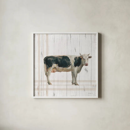 Farm Patchwork V White Wood by Danhui Nai. Shown in a crisp white glass frame for a clean and minimalist style. Available as an archival giclee rolled canvas, fine art paper, or poster print. SKU 52887a.