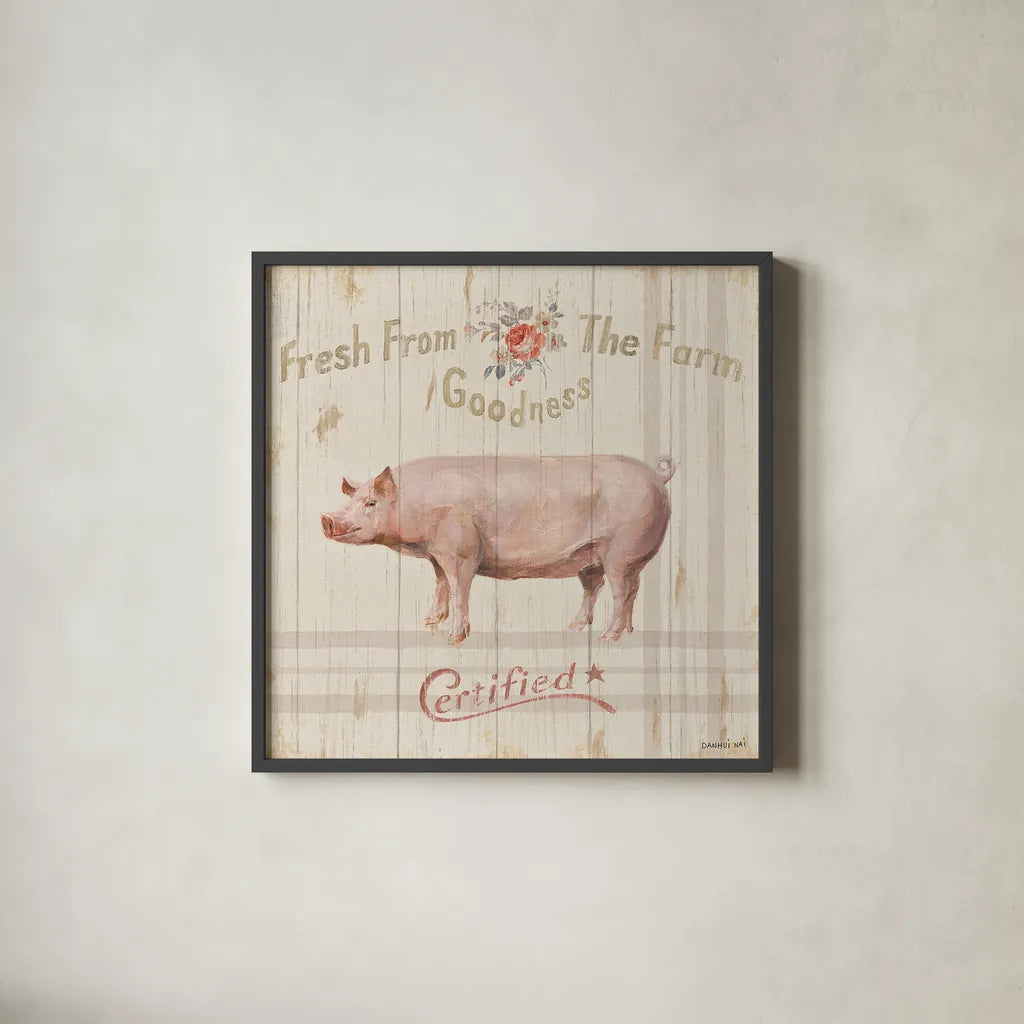 Farm Patchwork VI by Danhui Nai. Shown in a sleek black glass frame for a contemporary gallery look. Available as an archival giclee rolled canvas, fine art paper, or poster print. SKU 42202a.