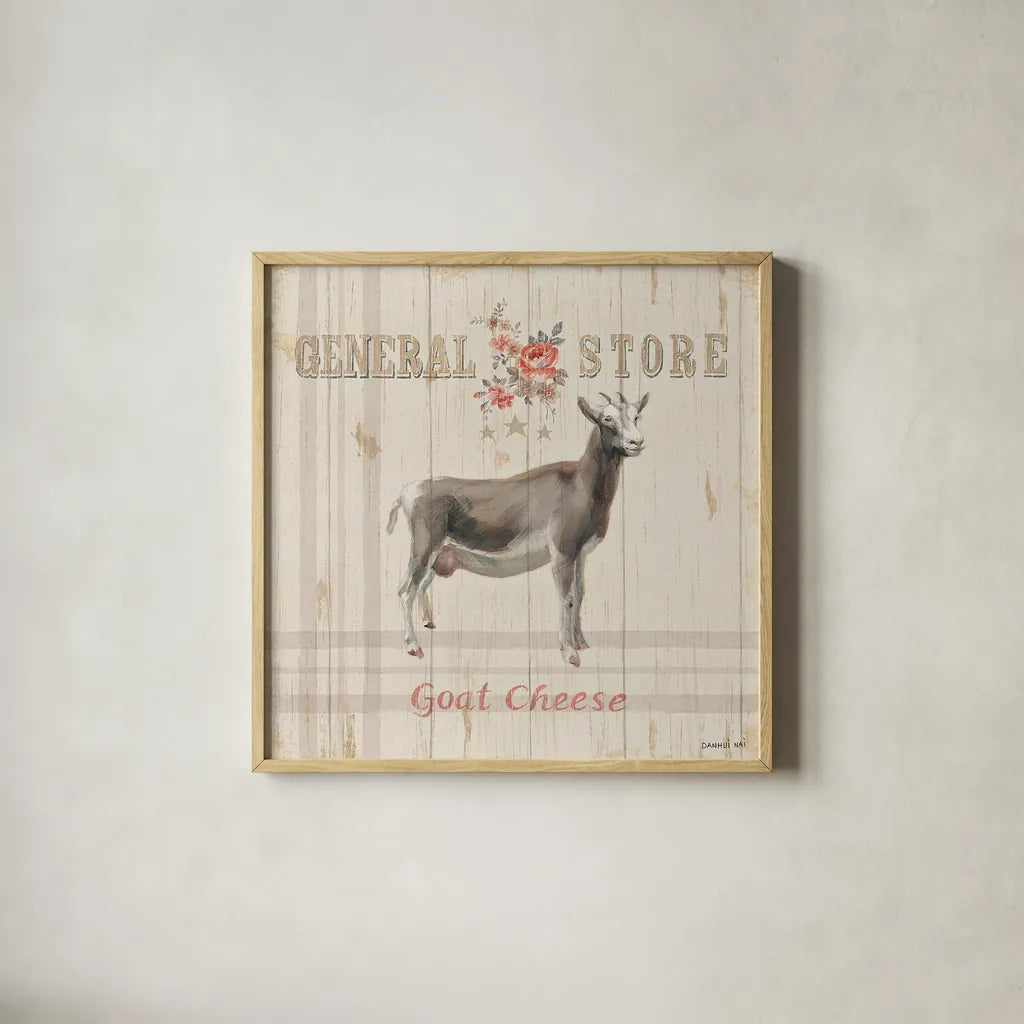 Farm Patchwork VII by Danhui Nai. Shown in a natural wood glass frame for a timeless modern aesthetic. Available as an archival giclee rolled canvas, fine art paper, or poster print. SKU 42203a.