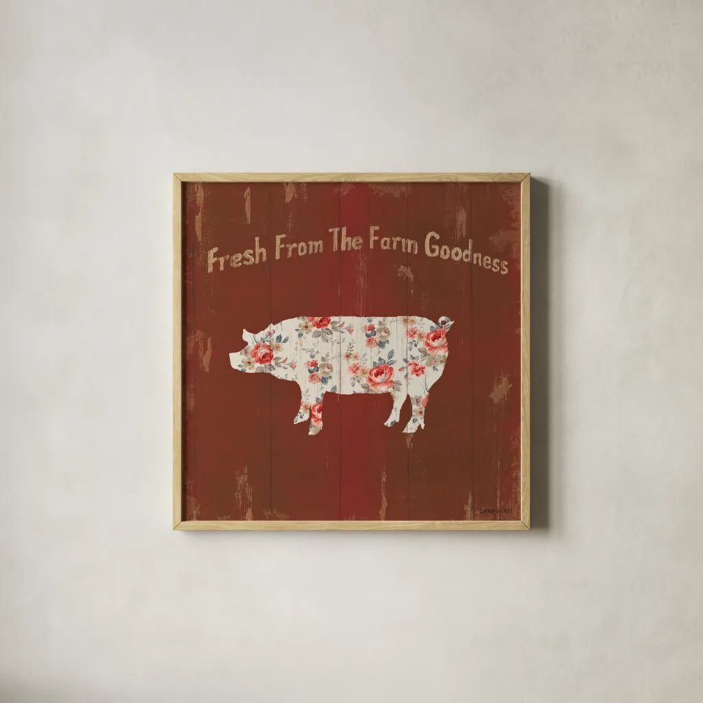 Farm Patchwork X by Danhui Nai. Shown in a natural wood glass frame for a timeless modern aesthetic. Available as an archival giclee rolled canvas, fine art paper, or poster print. SKU 42206a.