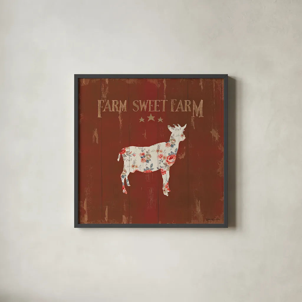 Farm Patchwork XI by Danhui Nai. Shown in a sleek black glass frame for a contemporary gallery look. Available as an archival giclee rolled canvas, fine art paper, or poster print. SKU 42207a.