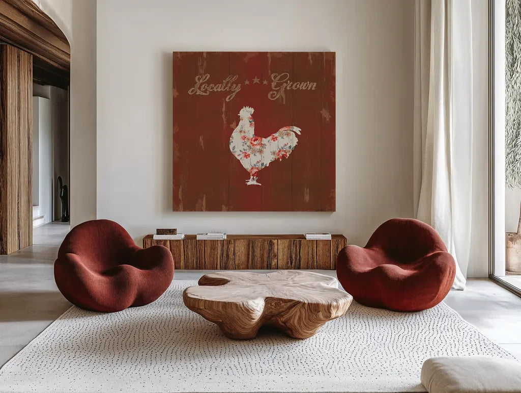 Farm Patchwork XII by Danhui Nai. Shown as extra-large giant wall art in a modern living room. Available as an archival giclee rolled canvas, fine art paper, or poster print. SKU 42208a.