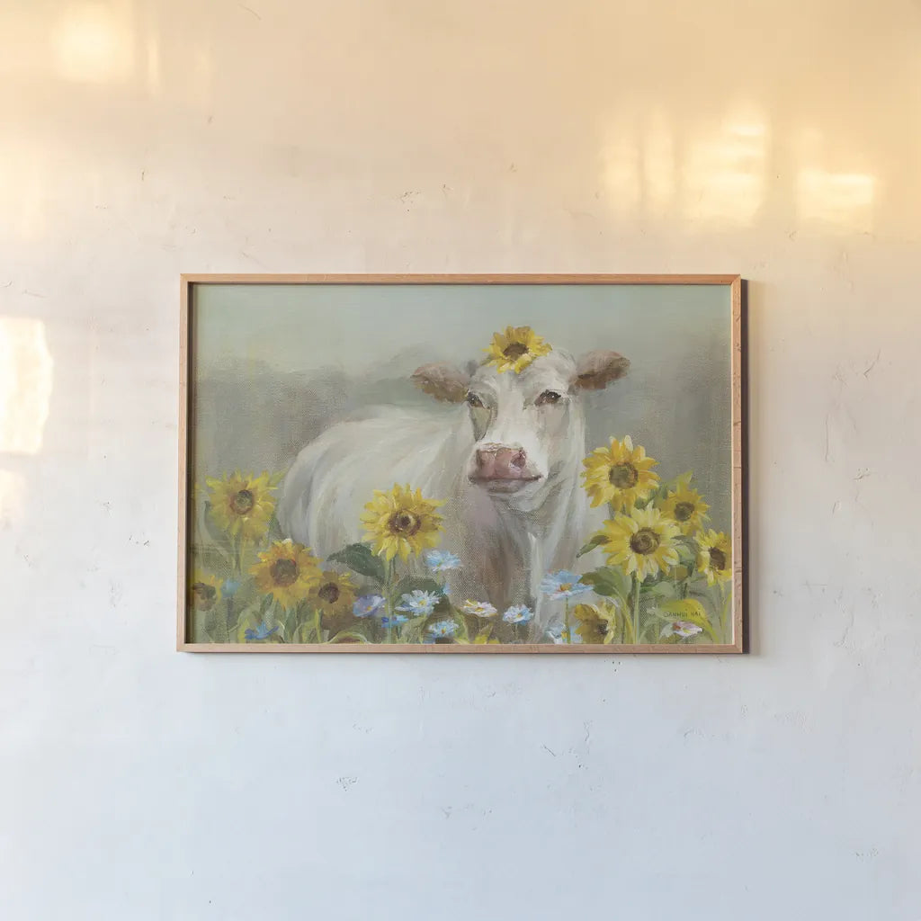 Farm and Field I Blue Sky Crop by Danhui Nai. shown as a paper print in a natural frame. Available as a archival giclee rolled canvas, fine art paper, or poster print. SKU 80750i.