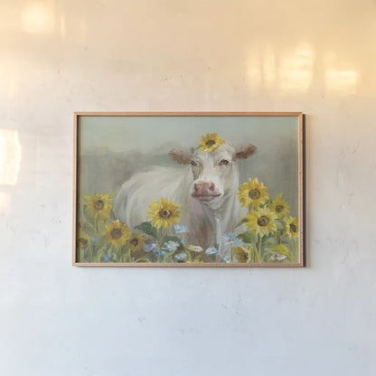 Farm and Field I Blue Sky Crop by Danhui Nai. shown as a paper print in a natural frame. Available as a archival giclee rolled canvas, fine art paper, or poster print. SKU 80750i.