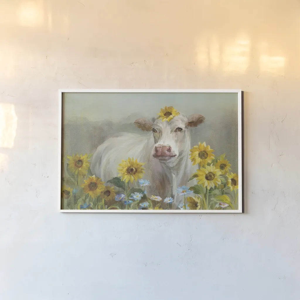 Farm and Field I Blue Sky Crop by Danhui Nai. shown as a paper print in a white frame. Available as a archival giclee rolled canvas, fine art paper, or poster print. SKU 80750i.