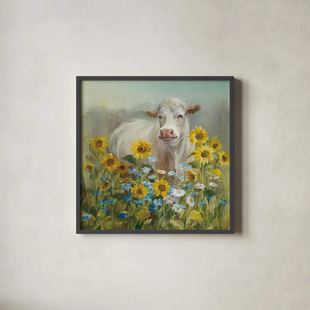 Farm and Field I v2 Crop by Danhui Nai. Shown in a sleek black glass frame for a contemporary gallery look. Available as an archival giclee rolled canvas, fine art paper, or poster print. SKU 32590a.