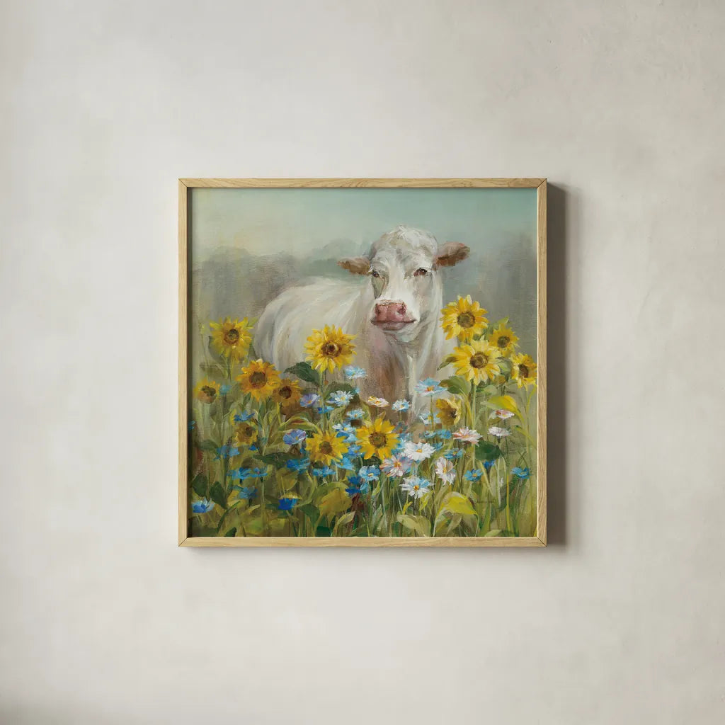 Farm and Field I v2 Crop by Danhui Nai. Shown in a natural wood glass frame for a timeless modern aesthetic. Available as an archival giclee rolled canvas, fine art paper, or poster print. SKU 32590a.