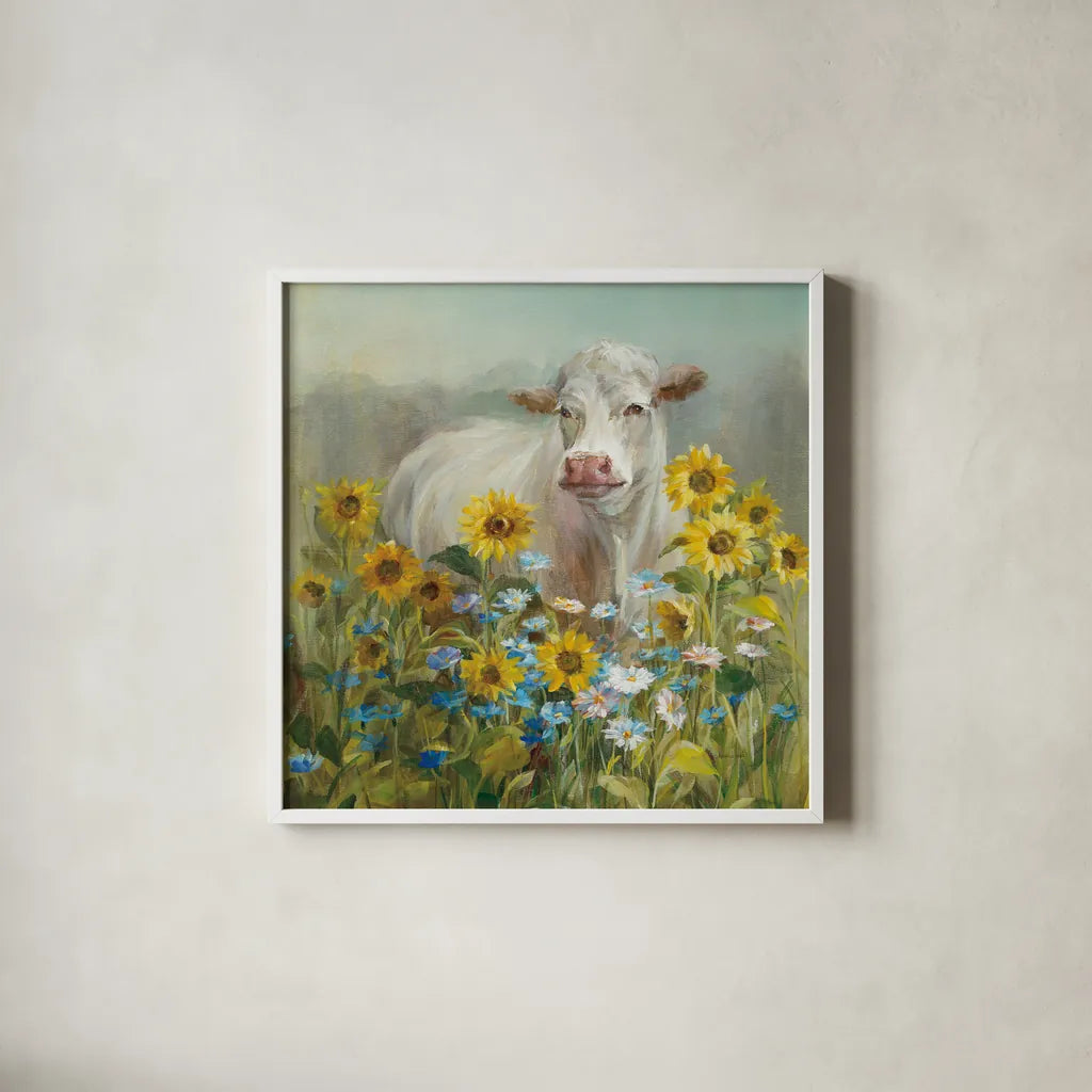 Farm and Field I v2 Crop by Danhui Nai. Shown in a crisp white glass frame for a clean and minimalist style. Available as an archival giclee rolled canvas, fine art paper, or poster print. SKU 32590a.