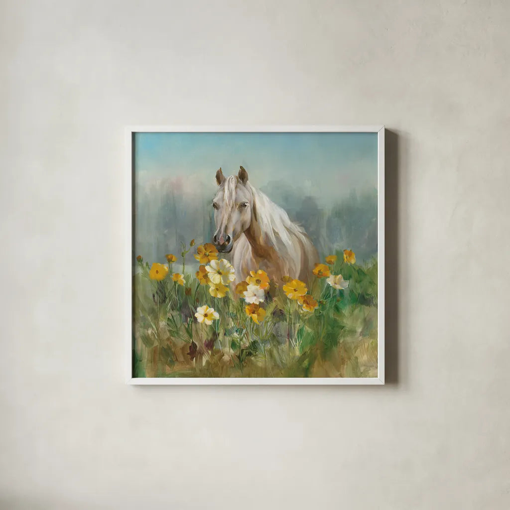 Farm and Field II by Danhui Nai. Shown in a crisp white glass frame for a clean and minimalist style. Available as an archival giclee rolled canvas, fine art paper, or poster print. SKU 32082a.