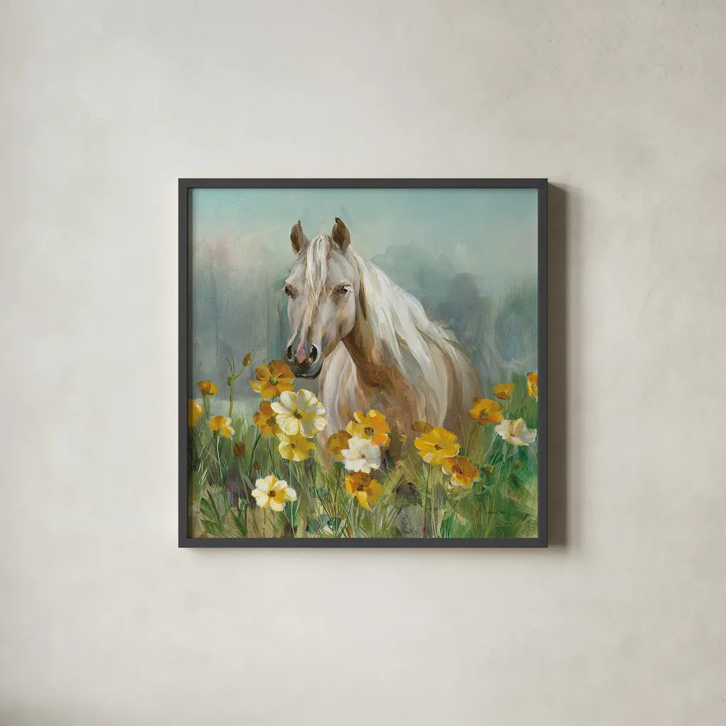 Farm and Field II Crop by Danhui Nai. Shown in a sleek black glass frame for a contemporary gallery look. Available as an archival giclee rolled canvas, fine art paper, or poster print. SKU 32591a.