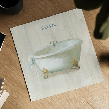 Farmhouse Bathtub Soak by Danhui Nai. Shown as a detailed flat fine art print, highlighting archival giclee quality. Available as an archival giclee rolled canvas, fine art paper, or poster print. SKU 66677a.