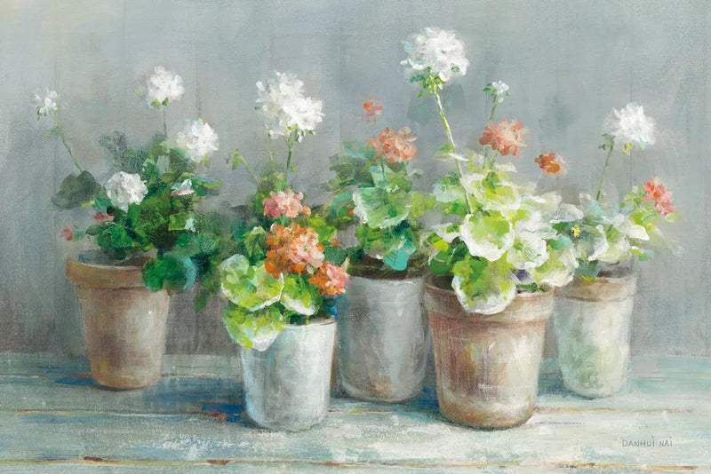 Farmhouse Geraniums Crop by Danhui Nai. SKU 62234i. Archival Giclee Fine art print for wall decor.