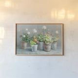 Farmhouse Geraniums Crop by Danhui Nai. shown as a paper print in a natural frame. Available as a archival giclee rolled canvas, fine art paper, or poster print. SKU 62234i.