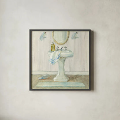 Farmhouse Sink by Danhui Nai. Shown in a sleek black glass frame for a contemporary gallery look. Available as an archival giclee rolled canvas, fine art paper, or poster print. SKU 66676a.