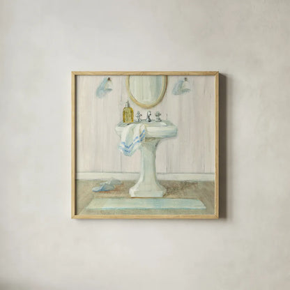 Farmhouse Sink by Danhui Nai. Shown in a natural wood glass frame for a timeless modern aesthetic. Available as an archival giclee rolled canvas, fine art paper, or poster print. SKU 66676a.