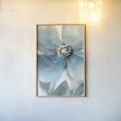 Feeling Blue II by Danhui Nai. shown as a paper print in a natural frame. Available as a archival giclee rolled canvas, fine art paper, or poster print. SKU 94184h.