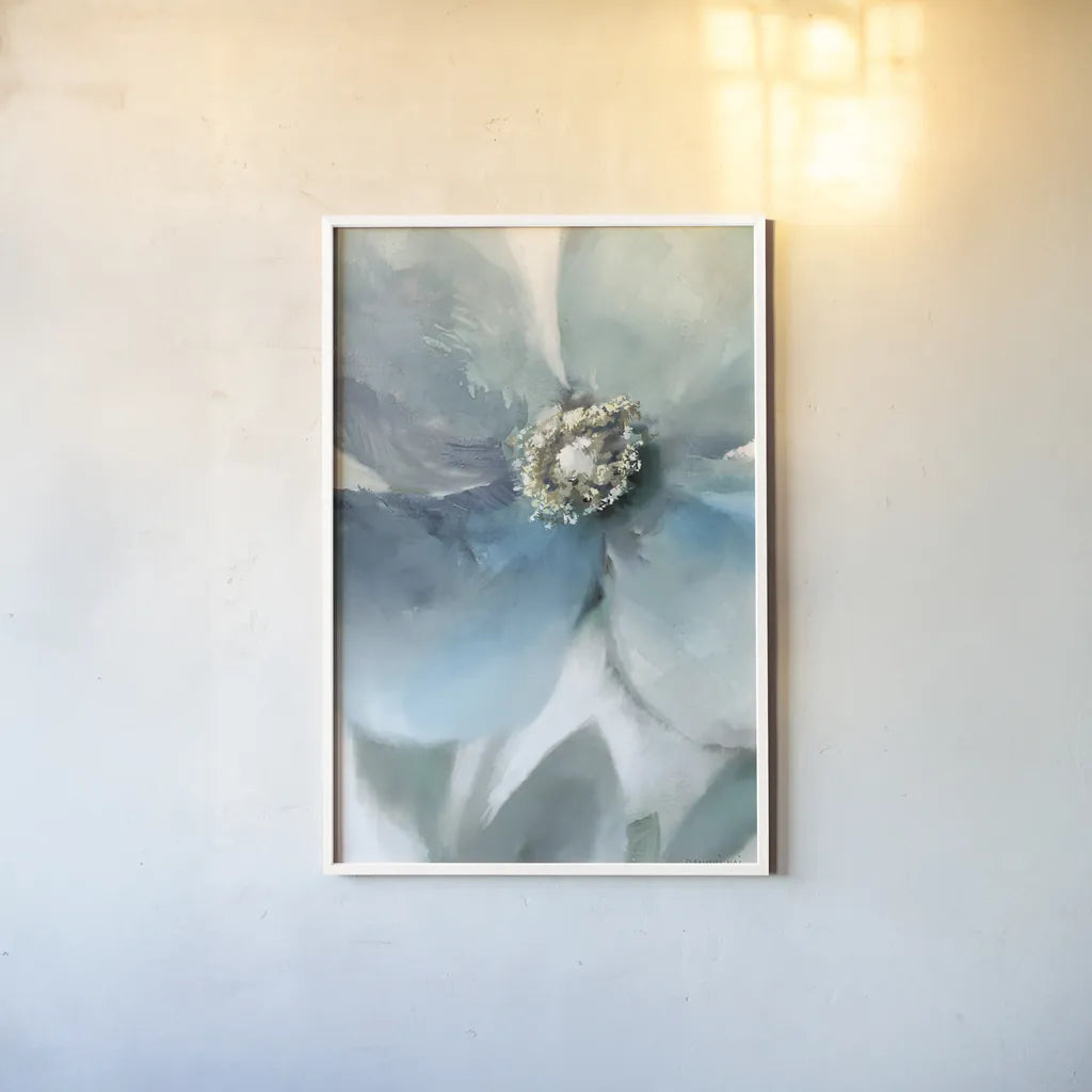 Feeling Blue II by Danhui Nai. shown as a paper print in a white frame. Available as a archival giclee rolled canvas, fine art paper, or poster print. SKU 94184h.