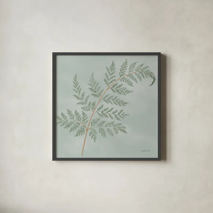 Fern I with Orange by Danhui Nai. Shown in a sleek black glass frame for a contemporary gallery look. Available as an archival giclee rolled canvas, fine art paper, or poster print. SKU 86268a.