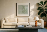 Fern II with Orange by Danhui Nai. Displayed in a glass frame with matte in a clean modern living room. Available as an archival giclee rolled canvas, fine art paper, or poster print. SKU 86269a.
