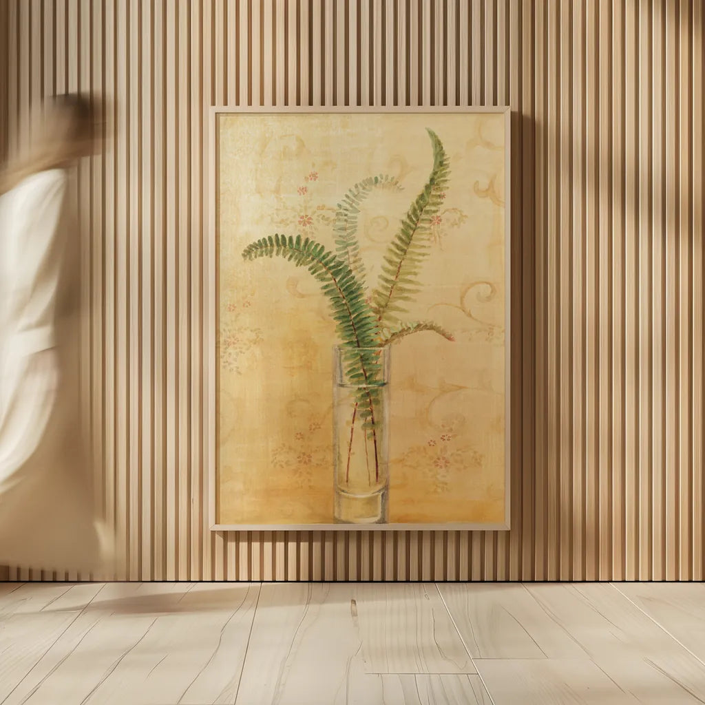 Ferns in Glass Vase II by Danhui Nai. shown as over sized large wall art. Available as an archival giclee rolled canvas, fine art paper, or poster print. SKU 36562h.