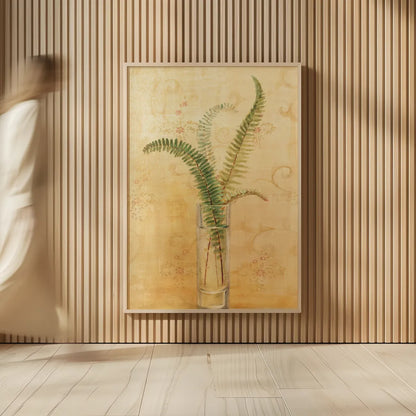 Ferns in Glass Vase II by Danhui Nai. shown as over sized large wall art. Available as an archival giclee rolled canvas, fine art paper, or poster print. SKU 36562h.