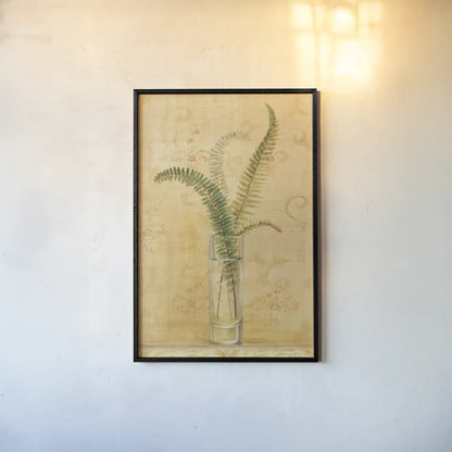 Ferns in Glass Vase II by Danhui Nai. shown as a paper print in a black flame. Available as a archival giclee rolled canvas, fine art paper, or poster print. SKU 36562h.