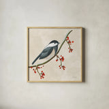 Festive Friends II by Danhui Nai. Shown in a natural wood glass frame for a timeless modern aesthetic. Available as an archival giclee rolled canvas, fine art paper, or poster print. SKU 87749a.