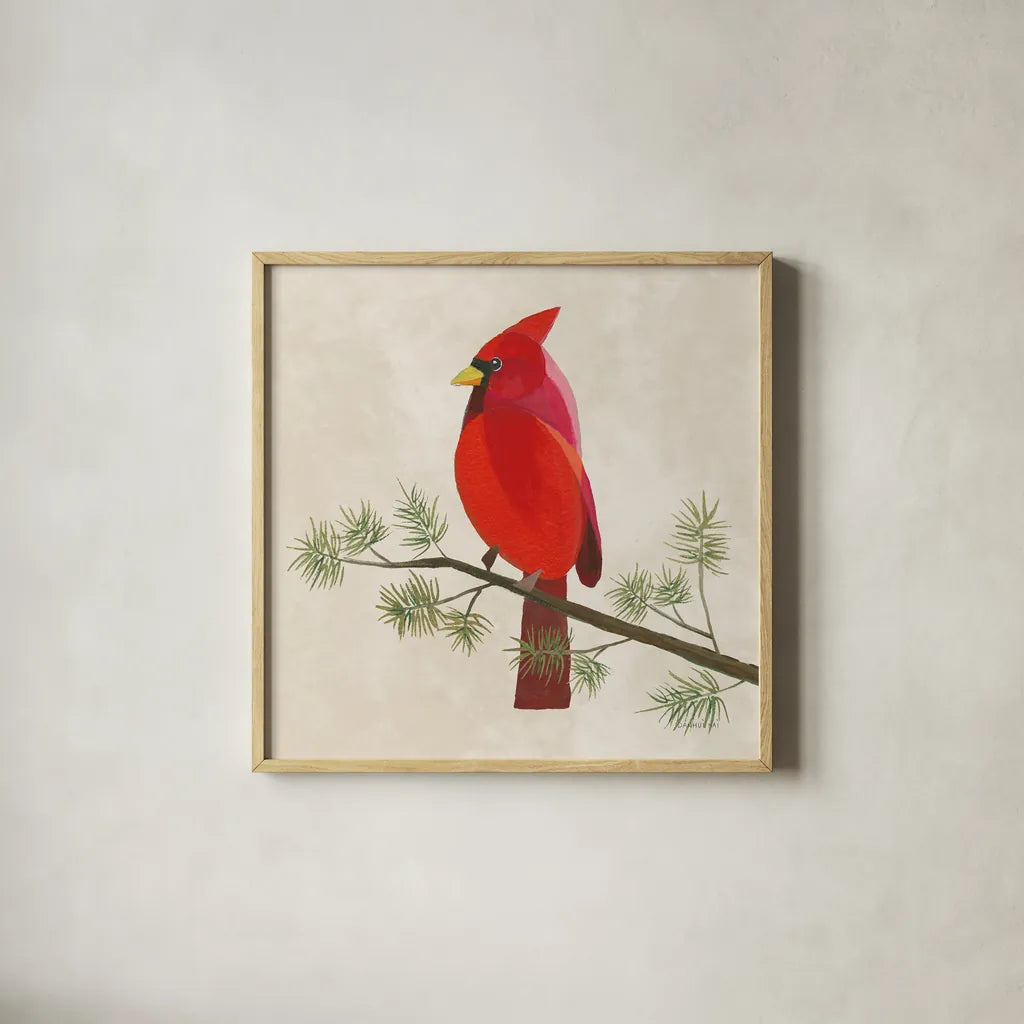 Festive Friends III by Danhui Nai. Shown in a natural wood glass frame for a timeless modern aesthetic. Available as an archival giclee rolled canvas, fine art paper, or poster print. SKU 87750a.