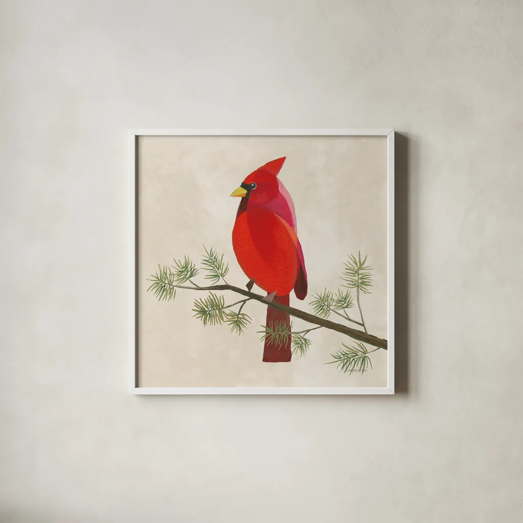 Festive Friends III by Danhui Nai. Shown in a crisp white glass frame for a clean and minimalist style. Available as an archival giclee rolled canvas, fine art paper, or poster print. SKU 87750a.