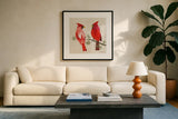 Festive Friends V by Danhui Nai. Displayed in a glass frame with matte in a clean modern living room. Available as an archival giclee rolled canvas, fine art paper, or poster print. SKU 87752a.