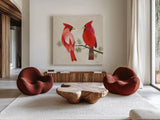 Festive Friends V by Danhui Nai. Shown as extra-large giant wall art in a modern living room. Available as an archival giclee rolled canvas, fine art paper, or poster print. SKU 87752a.